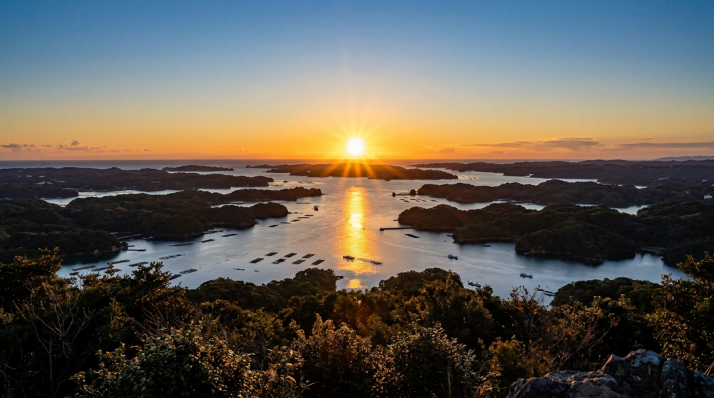リアス式海岸から見る日の出